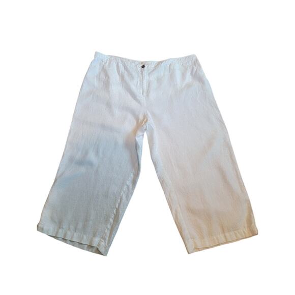 Eileen Fisher Organic Linen Capri Pants 2XL Plus Size Wide Leg White READ - Picture 13 of 14